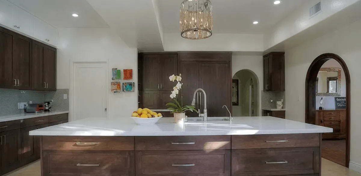 Cabinet refacing project with updated kitchen cabinets and island in Columbus, OH